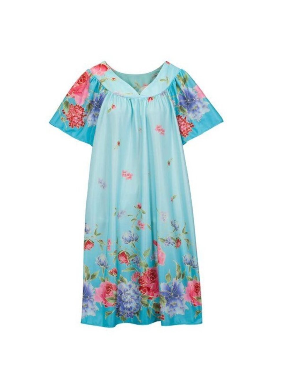 NWT Sawyer Creek Border Print Lounger Blue Flowers Size 1X